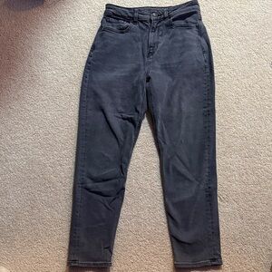 Dark Gray/Washed Black High-Waisted Jeans